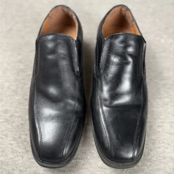 Size 10W G.H. Bass &amp; Co. Glenn Mens Black Leather Casual Or Dress Loafer Shoes