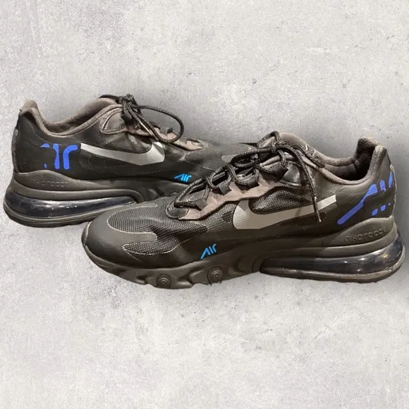 Size 11- Nike Air Max 270 React 'Just Do It' BLACK/BLUE HERO/HYPER ROYAL