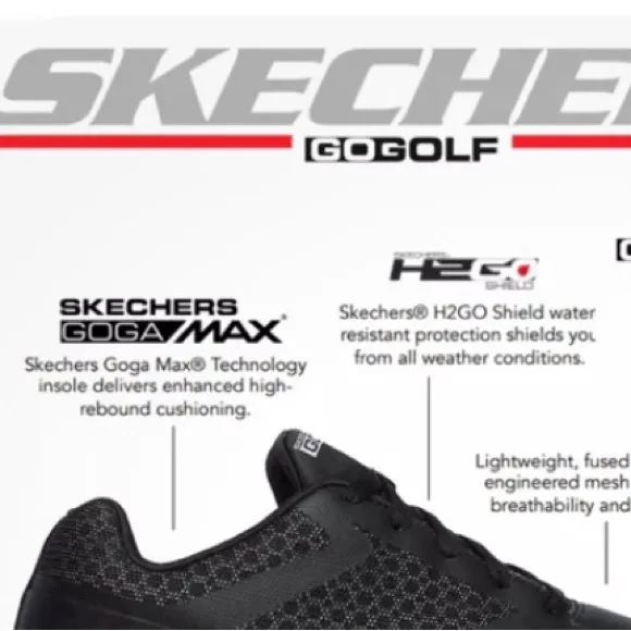 Skechers Go Golf Black and Red Comfort Max Dri-Lex Sneakers Size 10