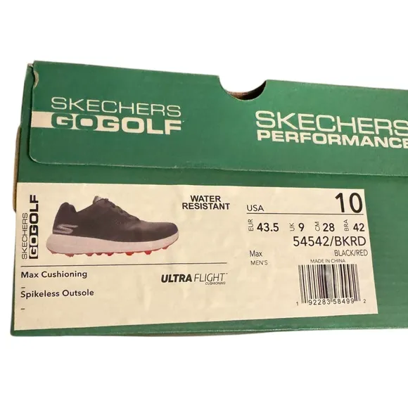 Skechers Go Golf Black and Red Comfort Max Dri-Lex Sneakers Size 10