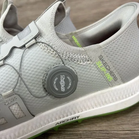 Skechers GO GOLF Elite 5 Shoes Mens 9  Slip On Spikeles 214066 Gray Lime Comfort