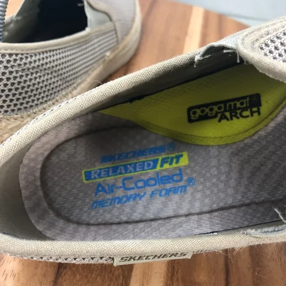 Skechers Melson Petros Slip On Espadrille Loafer Comfort Shoes Mens 9 Beige