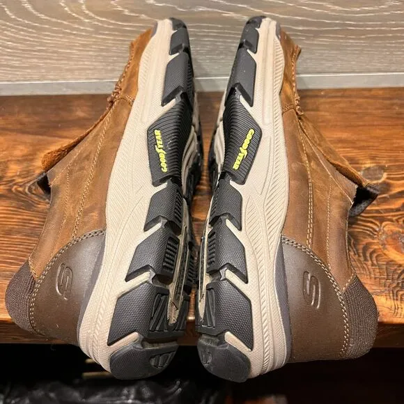 SKECHERS Men's Size 12‎ Respect Catel Goodyear Sole Memory Foam Shoes Brown