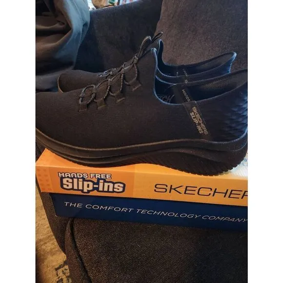 Skechers Men's Slip Ins Coolong Gel Memory Foam Shoes Like New In Box Black Sz 1