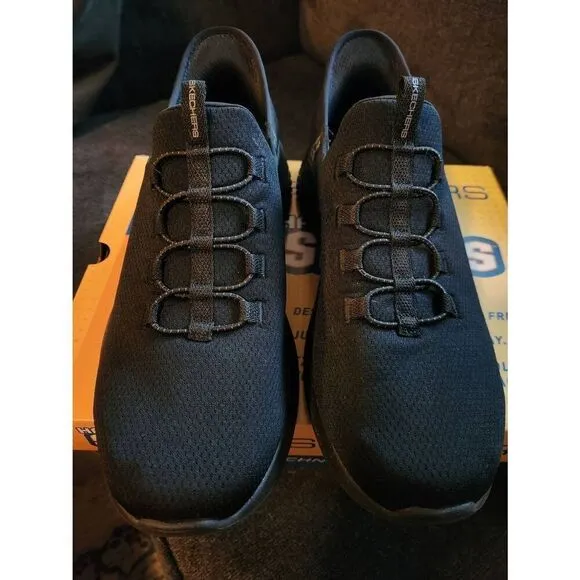 Skechers Men's Slip Ins Coolong Gel Memory Foam Shoes Like New In Box Black Sz 1