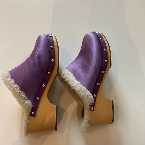 Sleeper Matilda Shearling Clogs in Lilac