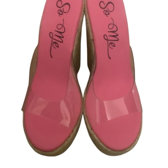 So Me Pink Wedge Sandals with clear new All sizes wedge is 4.5