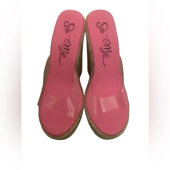 So Me Pink Wedge Sandals with clear new All sizes wedge is 4.5