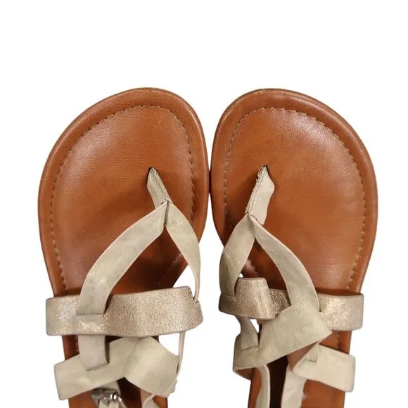 Sofft Shoes Womens 7.5 Sandals Fashion Leather Slingback Casual Bena Metallic