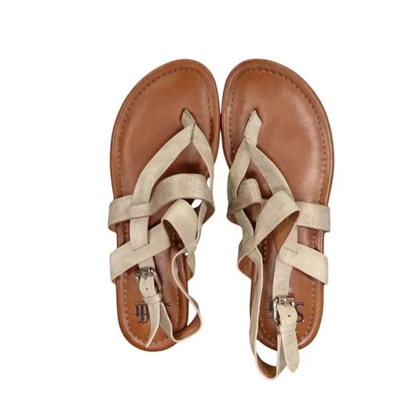 Sofft Shoes Womens 7.5 Sandals Fashion Leather Slingback Casual Bena Metallic