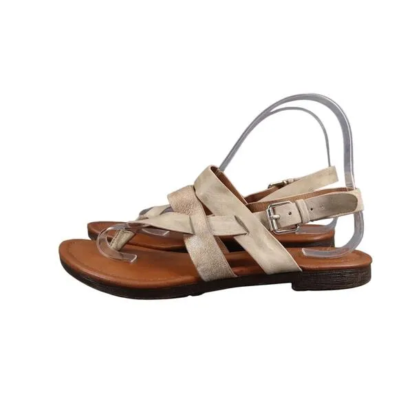 Sofft Shoes Womens 7.5 Sandals Fashion Leather Slingback Casual Bena Metallic
