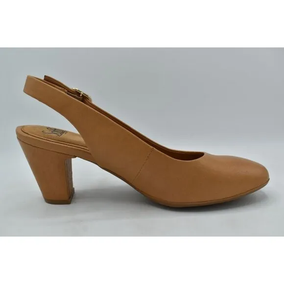 Sofft Womens Size 8.5 Lilly Slingback Heeled Caramel Leather Shoes