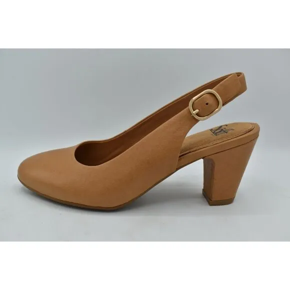 Sofft Womens Size 8.5 Lilly Slingback Heeled Caramel Leather Shoes