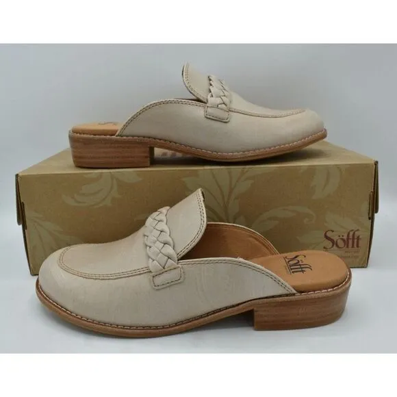 Sofft Womens Size 10 Nels Brushed Light Taupe Mushroom Loafers Mules Shoes