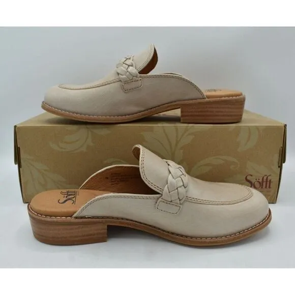 Sofft Womens Size 9.5 Nels Brushed Light Taupe Mushroom Loafers Mules Shoes
