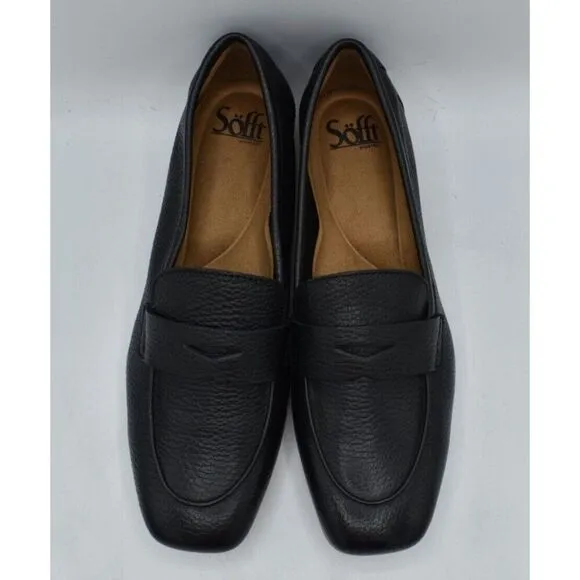 Sofft Womens Size 8 Elinor Moc Toe Black Leather Slip On Penny Loafers Shoes