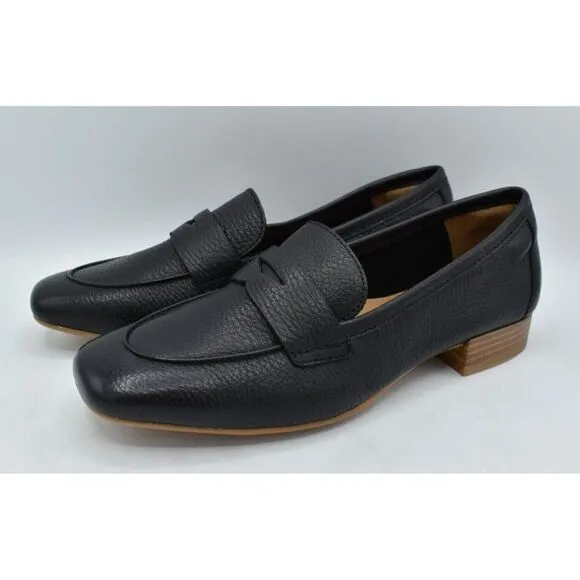 Sofft Womens Size 8 Elinor Moc Toe Black Leather Slip On Penny Loafers Shoes
