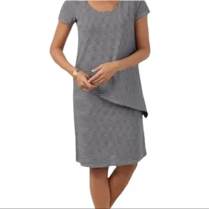 Soft Surroundings Dress Leah Layered Tee Shirt Dress  Striped Size M Style 2CN58