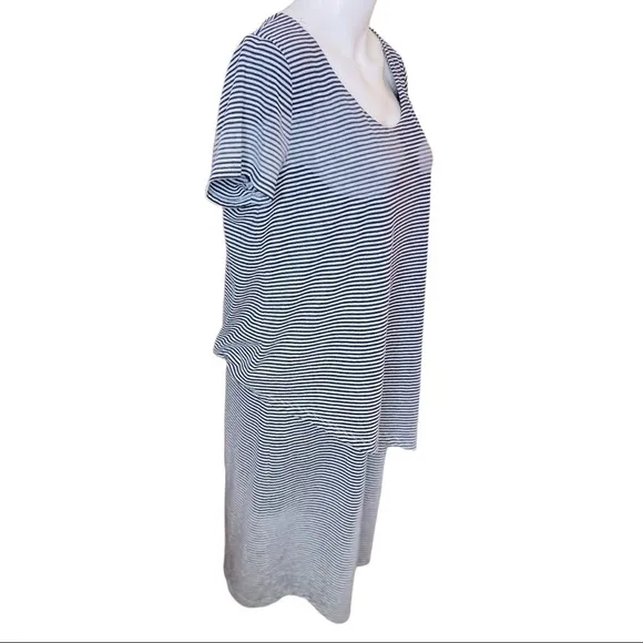 Soft Surroundings Dress Leah Layered Tee Shirt Dress  Striped Size M Style 2CN58