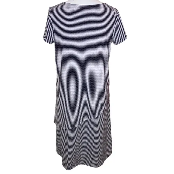 Soft Surroundings Dress Leah Layered Tee Shirt Dress  Striped Size M Style 2CN58