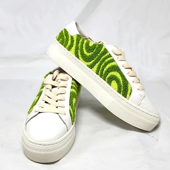 🐽SOLUDOS🐽 IBIZA PLATFORM PSYCHEDELIC SPIRAL FOREST GREEN LADIE 6.0 NIB🐽CUTE