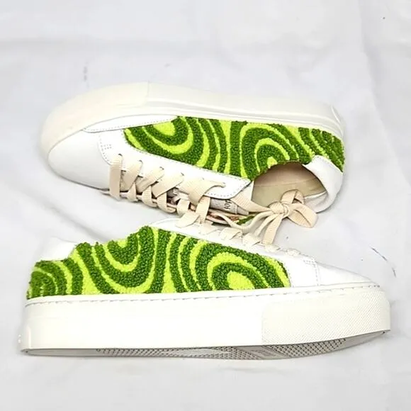🐽SOLUDOS🐽 IBIZA PLATFORM PSYCHEDELIC SPIRAL FOREST GREEN LADIE 6.0 NIB🐽CUTE