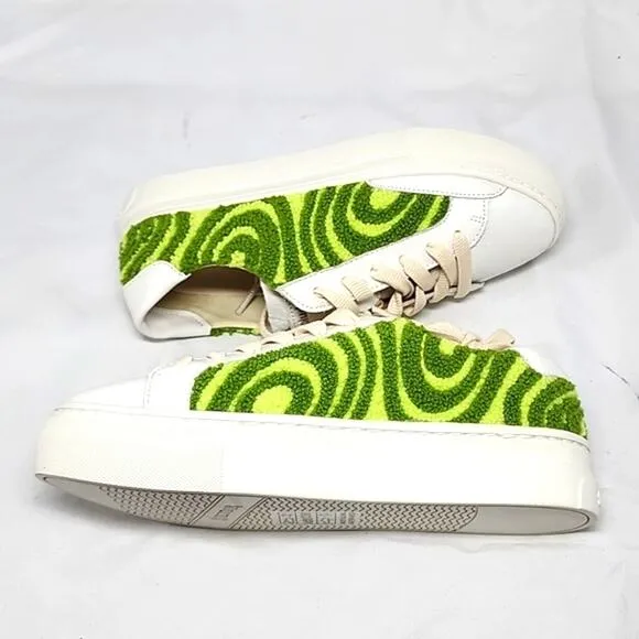 🐽SOLUDOS🐽 IBIZA PLATFORM PSYCHEDELIC SPIRAL FOREST GREEN LADIE 6.0 NIB🐽CUTE