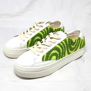 🐽SOLUDOS🐽 IBIZA PLATFORM PSYCHEDELIC SPIRAL FOREST GREEN LADIE 6.0 NIB🐽CUTE