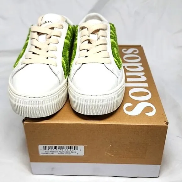 🐽SOLUDOS🐽 IBIZA PLATFORM PSYCHEDELIC SPIRAL FOREST GREEN LADIE 6.0 NIB🐽CUTE
