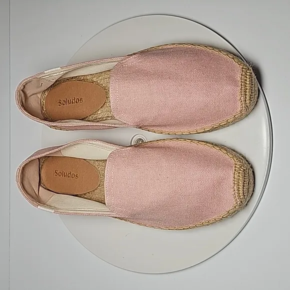 Soludos The Smoking Slipper Espadrille Slip-On Shoe Organic Cotton Jute Pink 9.5
