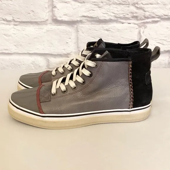 Sorel 10 High Top Men’s Sneakers Shoes Handcrafted Leather Suede Gray Black