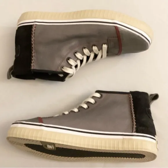 Sorel 10 High Top Men’s Sneakers Shoes Handcrafted Leather Suede Gray Black