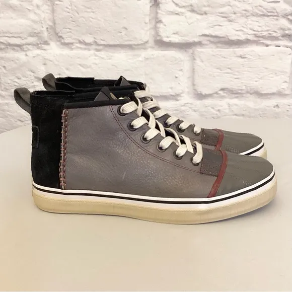 Sorel 10 High Top Men’s Sneakers Shoes Handcrafted Leather Suede Gray Black
