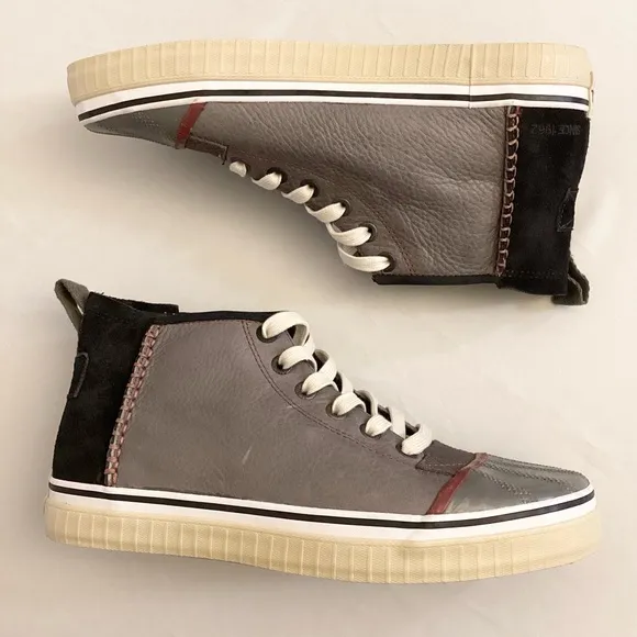 Sorel 10 High Top Men’s Sneakers Shoes Handcrafted Leather Suede Gray Black