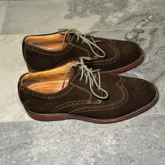 SPERRY GOLD CUP Wingtip Oxford Shoes Mens 10M Brown Suede Deerskin Lining Brogue