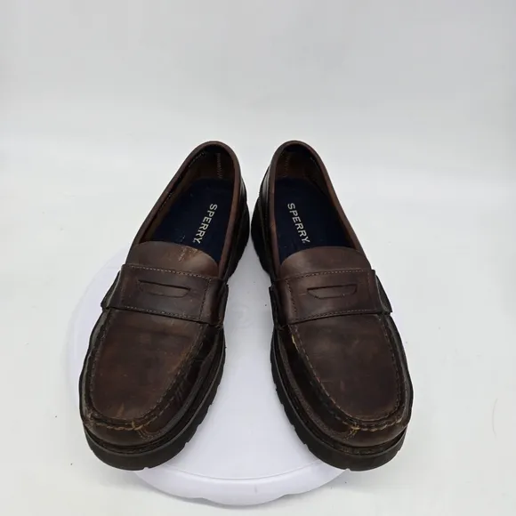Sperry Shoes Men 8.5 M Cambridge Loafers Brown Leather Moc Toe Slip On Comfort