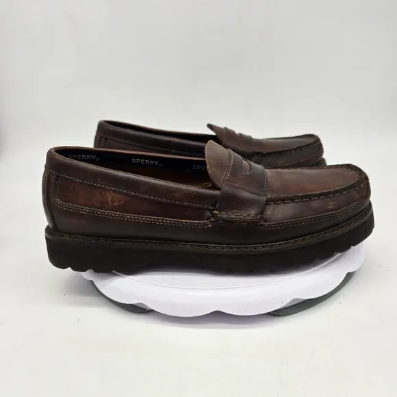 Sperry Shoes Men 8.5 M Cambridge Loafers Brown Leather Moc Toe Slip On Comfort