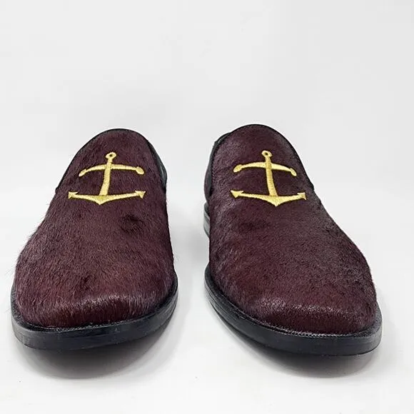Sperry Top Sider Smoking Slipper Men 10 Overlook Burgundy Pony Anchor  STS18367