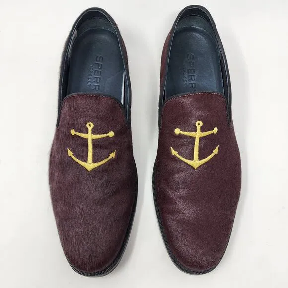 Sperry Top Sider Smoking Slipper Men 10 Overlook Burgundy Pony Anchor  STS18367