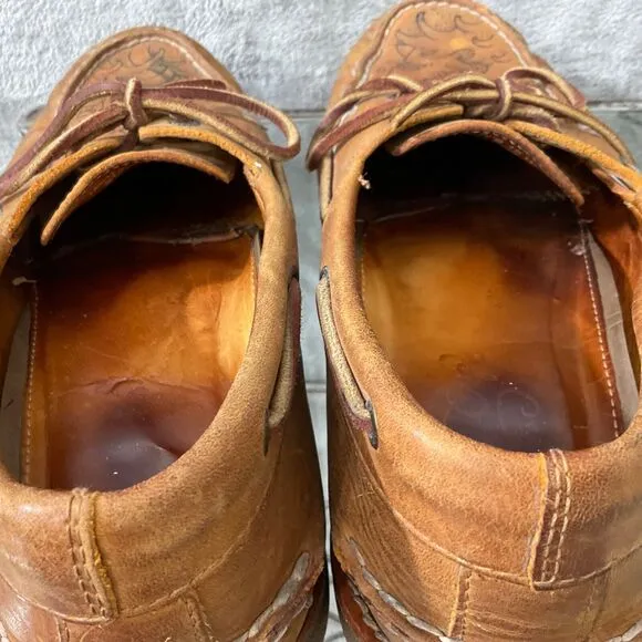 Sperry Topsider Loafers Rare tattoo style shark/ Ship shoes Men's 10W (wide)