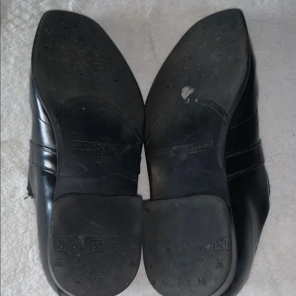 Stacy Adams Black Leather Loafers with Metal Buckle