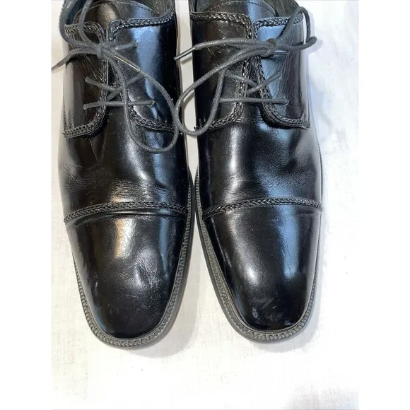 Stacy Adams Captoe Dress Shoes Men’s Size 14 M Black Leather Oxfords Block Heels