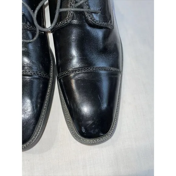 Stacy Adams Captoe Dress Shoes Men’s Size 14 M Black Leather Oxfords Block Heels