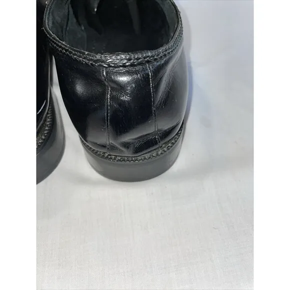 Stacy Adams Captoe Dress Shoes Men’s Size 14 M Black Leather Oxfords Block Heels