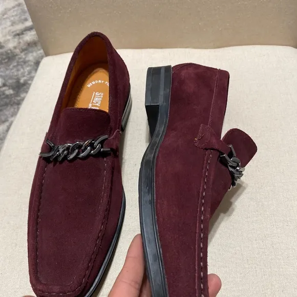 Stacy Adam’s Mens Norwood oxblood red suede leather loafers shoes size 7m new