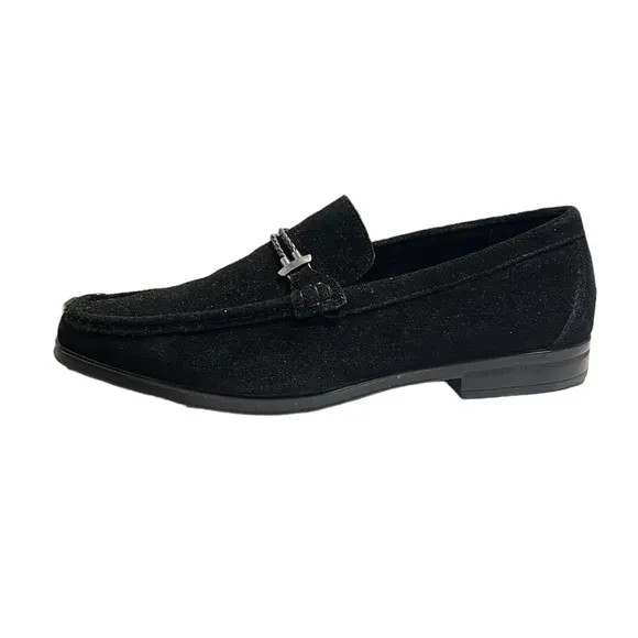 Stacy Adams Nesbit Black Leather Suede Almond Apron Pinch Toe Shoes Size 14