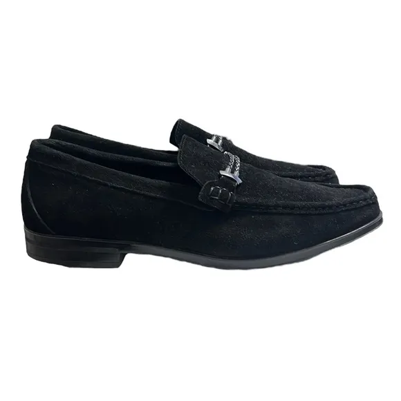 Stacy Adams Nesbit Black Leather Suede Almond Apron Pinch Toe Shoes Size 14