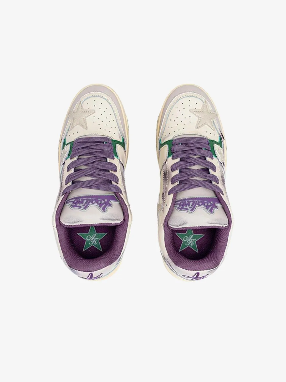 Starry Glide Retro Purple Stars Skate Sneakers