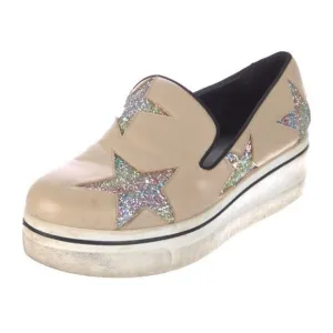 Stella McCartney Beige Binx Colorful Star Platform Slip on Loafers Size 11