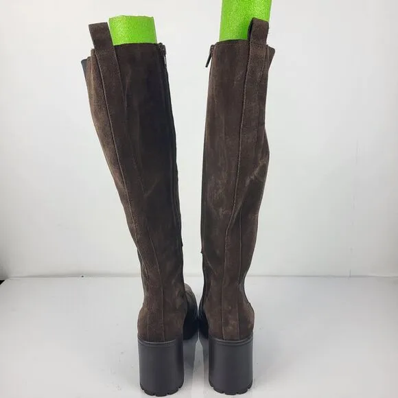 Steve Madden Deegan Lug Sole Suede chelsea knee high Boots size 8